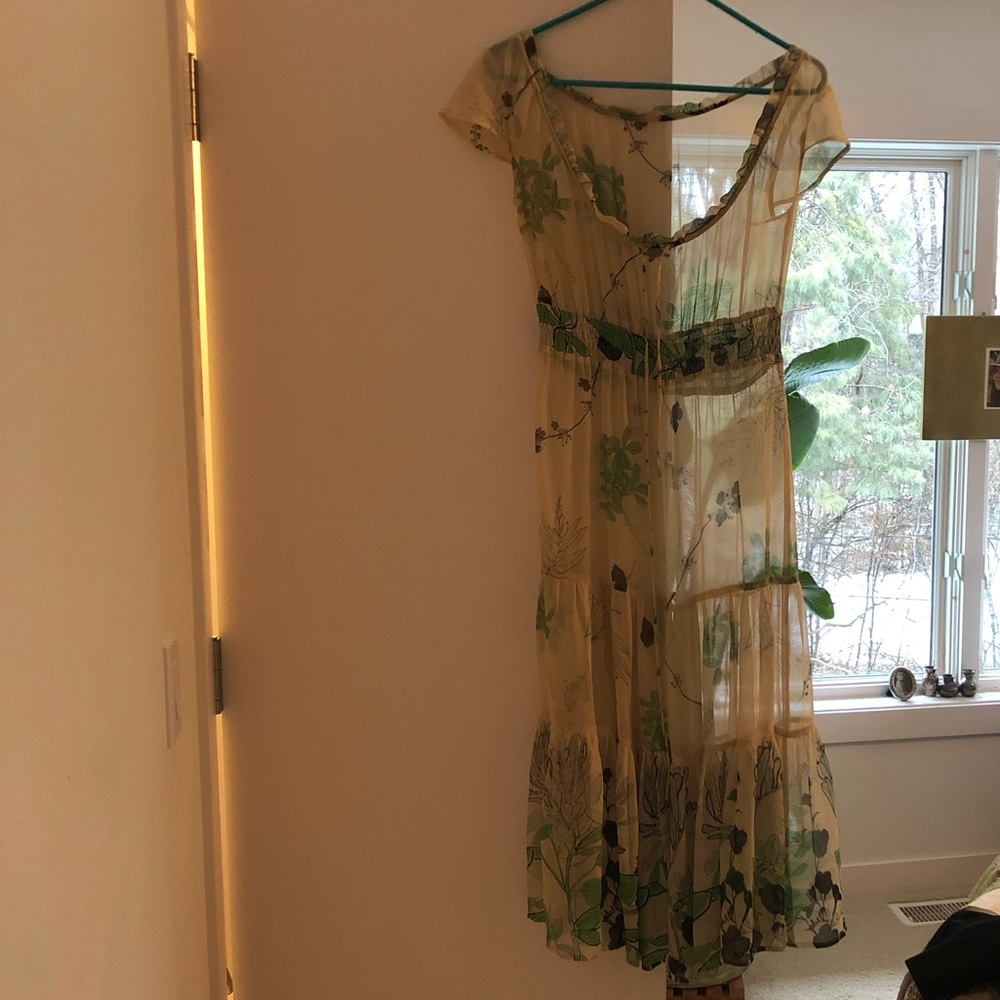Anthropology maxi sheer dress with floral detail